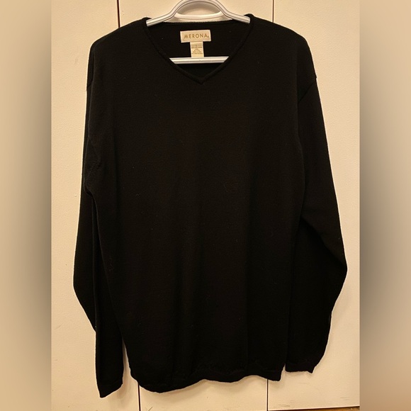 Merona Italian 100% wool V neck Pullover Long Sleeve Sweater Mens - Picture 2 of 7